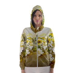 Watercolor Yellow And-white Flower Background Women s Hooded Windbreaker by artworkshop