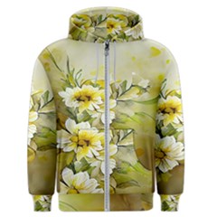 Watercolor Yellow And-white Flower Background Men s Zipper Hoodie by artworkshop