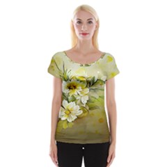 Watercolor Yellow And-white Flower Background Cap Sleeve Top by artworkshop