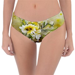 Watercolor Yellow And-white Flower Background Reversible Classic Bikini Bottoms by artworkshop