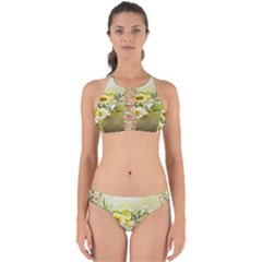 Watercolor Yellow And-white Flower Background Perfectly Cut Out Bikini Set by artworkshop