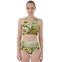 Watercolor Yellow And-white Flower Background Racer Back Bikini Set View1