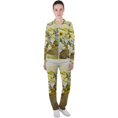 Watercolor Yellow And-white Flower Background Casual Jacket And Pants Set