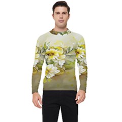 Watercolor Yellow And-white Flower Background Men s Long Sleeve Rash Guard