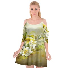 Watercolor Yellow And-white Flower Background Cutout Spaghetti Strap Chiffon Dress by artworkshop