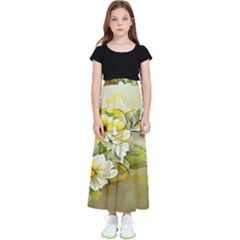 Watercolor Yellow And-white Flower Background Kids  Flared Maxi Skirt by artworkshop