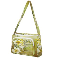 Watercolor Yellow And-white Flower Background Front Pocket Crossbody Bag by artworkshop