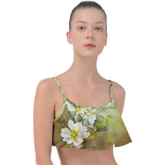 Watercolor Yellow And-white Flower Background Frill Bikini Top by artworkshop