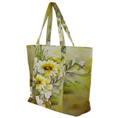 Watercolor Yellow And-white Flower Background Zip Up Canvas Bag by artworkshop