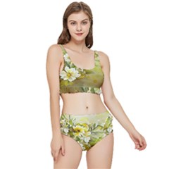 Watercolor Yellow And-white Flower Background Frilly Bikini Set by artworkshop