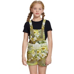 Watercolor Yellow And-white Flower Background Kids  Short Overalls by artworkshop