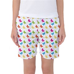 Butterfly Pattern Design Wallpaper Background Women s Basketball Shorts