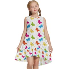 Butterfly Pattern Design Wallpaper Background Kids  Frill Swing Dress