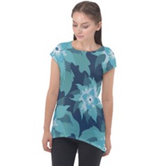 Graphic Design Wallpaper Abstract Cap Sleeve High Low Top