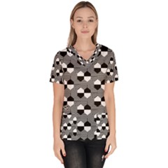 Geometric Pattern Line Form Texture Structure Women s V-neck Scrub Top