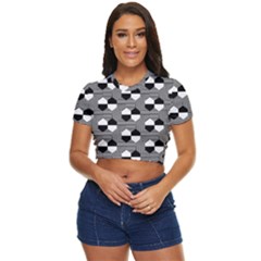 Geometric Pattern Line Form Texture Structure Side Button Cropped Tee