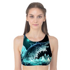 Sculpture Dinosaur Shark Frozen Winter Fantasy Tank Bikini Top by Ravend