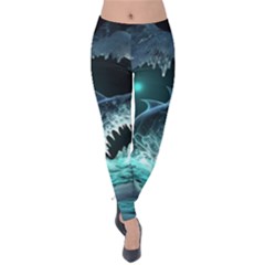 Sculpture Dinosaur Shark Frozen Winter Fantasy Velvet Leggings