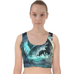 Sculpture Dinosaur Shark Frozen Winter Fantasy Velvet Racer Back Crop Top by Ravend