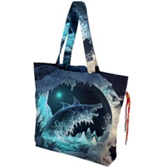 Sculpture Dinosaur Shark Frozen Winter Fantasy Drawstring Tote Bag