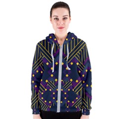 Line Square Pattern Violet Blue Yellow Design Women s Zipper Hoodie