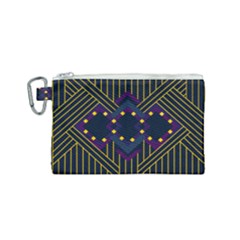 Line Square Pattern Violet Blue Yellow Design Canvas Cosmetic Bag (small) by Ravend