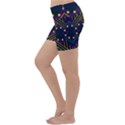 Line Square Pattern Violet Blue Yellow Design Lightweight Velour Yoga Shorts View2