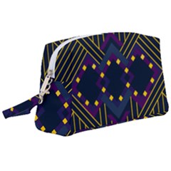 Line Square Pattern Violet Blue Yellow Design Wristlet Pouch Bag (large)