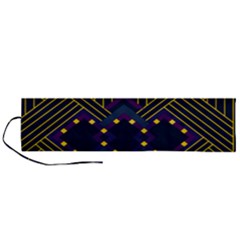 Line Square Pattern Violet Blue Yellow Design Roll Up Canvas Pencil Holder (L)