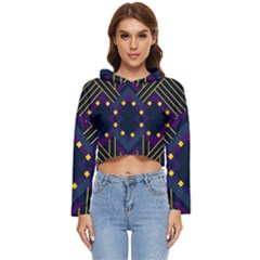 Line Square Pattern Violet Blue Yellow Design Women s Lightweight Cropped Hoodie by Ravend