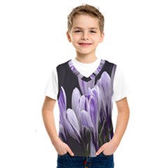 Crocus Flowers Purple Flowers Spring Nature Kids  Basketball Tank Top by Ravend