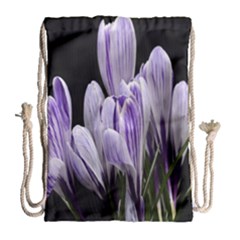 Crocus Flowers Purple Flowers Spring Nature Drawstring Bag (large)