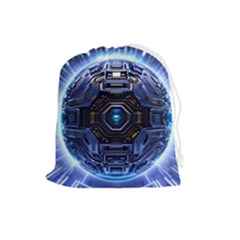 Ai Generated Digital Technology Computer Internet Drawstring Pouch (large)