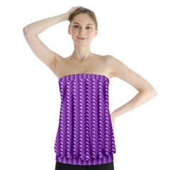 Purple Textile Vibrant Decor 3d Strapless Top