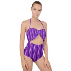 Purple Textile Vibrant Decor 3d Scallop Top Cut Out Swimsuit