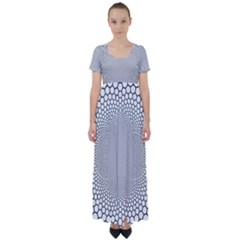 Hexagon Honeycombs Pattern Structure Abstract High Waist Short Sleeve Maxi Dress