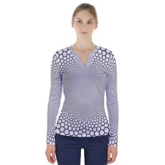 Hexagon Honeycombs Pattern Structure Abstract V-neck Long Sleeve Top by Ravend