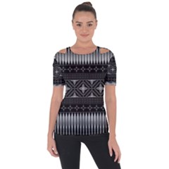 Abstract Art Artistic Backdrop Black Brush Card Shoulder Cut Out Short Sleeve Top by Ravend