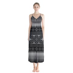 Abstract Art Artistic Backdrop Black Brush Card Button Up Chiffon Maxi Dress