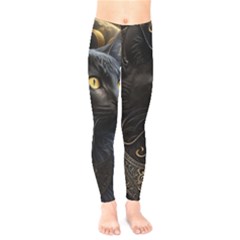 Ai Generated Cat Moon Feline Cute Kids  Leggings