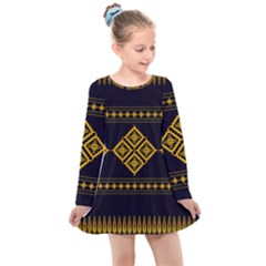 Abstract Antique Architecture Art Artistic Artwork Kids  Long Sleeve Dress by Ravend