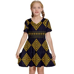 Abstract Antique Architecture Art Artistic Artwork Kids  Short Sleeve Tiered Mini Dress by Ravend