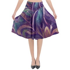 Abstract African Art Art Backdrop Background Flared Midi Skirt