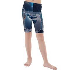 Ai Generated Space Astronaut Universe Moon Earth Kids  Mid Length Swim Shorts