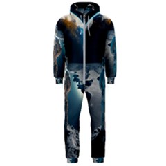 Ai Generated Space Astronaut Universe Moon Earth Hooded Jumpsuit (men) by Ravend