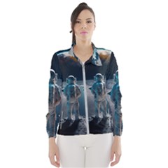 Ai Generated Space Astronaut Universe Moon Earth Women s Windbreaker by Ravend