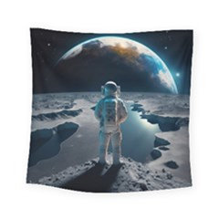 Ai Generated Space Astronaut Universe Moon Earth Square Tapestry (small) by Ravend