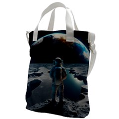 Ai Generated Space Astronaut Universe Moon Earth Canvas Messenger Bag by Ravend