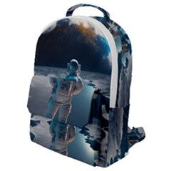 Ai Generated Space Astronaut Universe Moon Earth Flap Pocket Backpack (small)