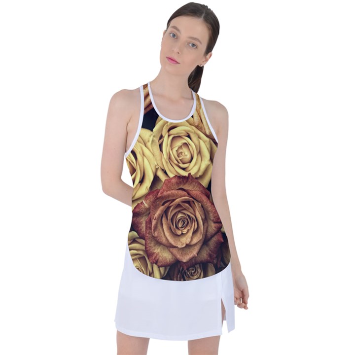 Flowers Roses Plant Bloom Blossom Racer Back Mesh Tank Top